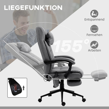 Ergonomická kancelářská židle s masáží a vyhříváním beder, šedá