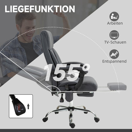 Ergonomická kancelářská židle, tmavě šedá, masážní a polohovací funkce