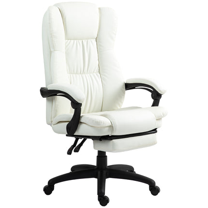Ergonomická krémová kancelářská židle s masáží a podnožkou