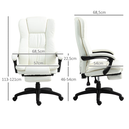 Ergonomická krémová kancelářská židle s masáží a podnožkou