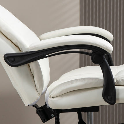 Ergonomická krémová kancelářská židle s masáží a podnožkou