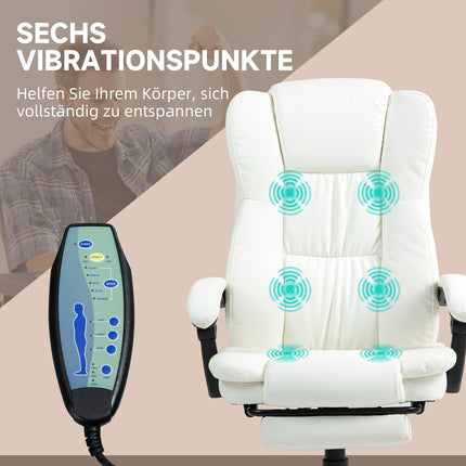 Ergonomická krémová kancelářská židle s masáží a podnožkou