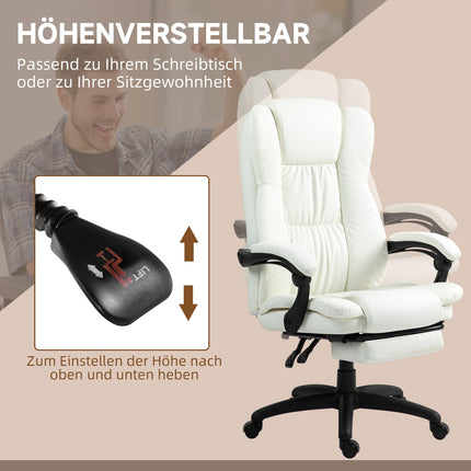 Ergonomická krémová kancelářská židle s masáží a podnožkou