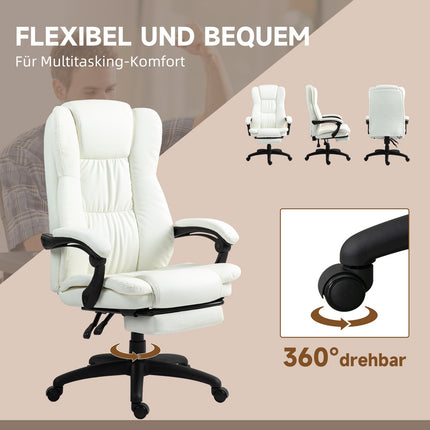 Ergonomická krémová kancelářská židle s masáží a podnožkou