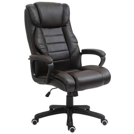 Kancelářská židle s masážní funkcí, výškově nastavitelná ředitelská židle, ergonomická otočná židle, 6 vibračních bodů, hnědá