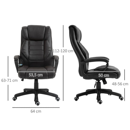 Kancelářská židle s masážní funkcí, výškově nastavitelná ředitelská židle, ergonomická otočná židle, 6 vibračních bodů, hnědá