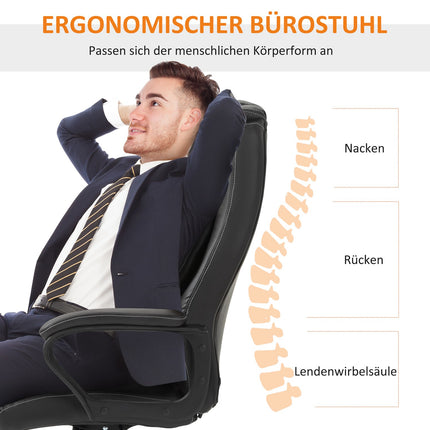 Kancelářská židle s masážní funkcí, výškově nastavitelná ředitelská židle, ergonomická otočná židle, 6 vibračních bodů, hnědá