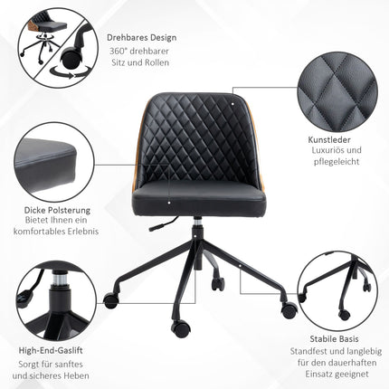 Ergonomická otočná židle k psacímu stolu, černá, výškově nastavitelná