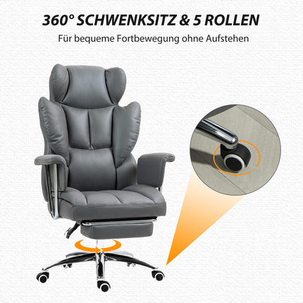 Ergonomická polohovací kancelářská židle s podnožkou, tmavě šedá
