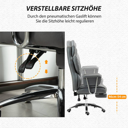 Ergonomická polohovací kancelářská židle s podnožkou, tmavě šedá
