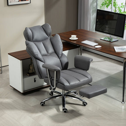 Ergonomická polohovací kancelářská židle s podnožkou, tmavě šedá