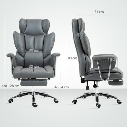 Ergonomická polohovací kancelářská židle s podnožkou, tmavě šedá