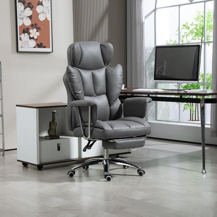 Ergonomická polohovací kancelářská židle s podnožkou, tmavě šedá