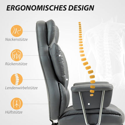 Ergonomická polohovací kancelářská židle s podnožkou, tmavě šedá