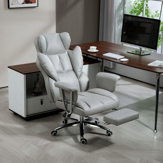 Ergonomic reclining office chair, adjustable with footrest