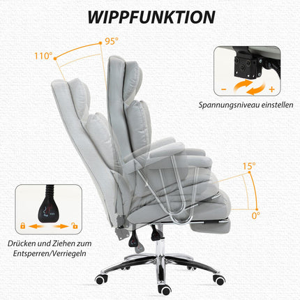 Ergonomická polohovací kancelářská židle, nastavitelná, s podnožkou