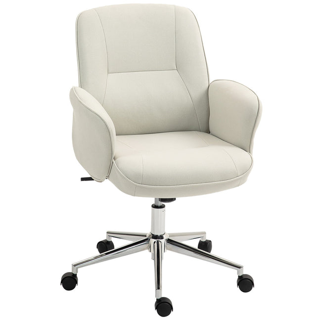 Ergonomická kancelářská židle, mikrovlákno, krémově bílá, výškově nastavitelná