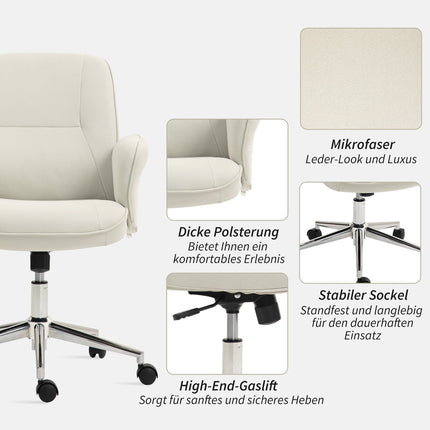 Ergonomická kancelářská židle, mikrovlákno, krémově bílá, výškově nastavitelná