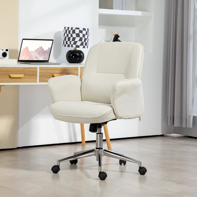 Ergonomická kancelářská židle, mikrovlákno, krémově bílá, výškově nastavitelná
