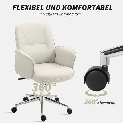 Ergonomická kancelářská židle, mikrovlákno, krémově bílá, výškově nastavitelná