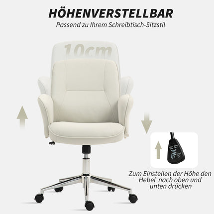 Ergonomická kancelářská židle, mikrovlákno, krémově bílá, výškově nastavitelná