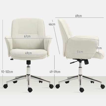 Ergonomická kancelářská židle, mikrovlákno, krémově bílá, výškově nastavitelná