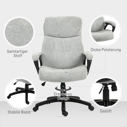 Ergonomická houpací kancelářská židle, výškově nastavitelná, světle šedá