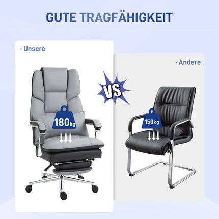 Ergonomická kancelářská židle, houpací, nosnost 180 kg, světle šedá kůže