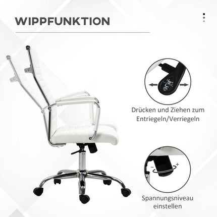 Ergonomická bílá kancelářská židle, otočná o 360°, nosnost 120 kg