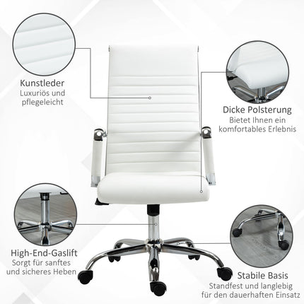Ergonomická bílá kancelářská židle, otočná o 360°, nosnost 120 kg