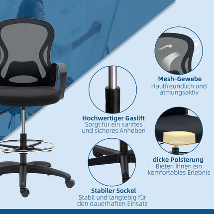 Ergonomická nastavitelná kancelářská židle – černá, nosnost 120 kg