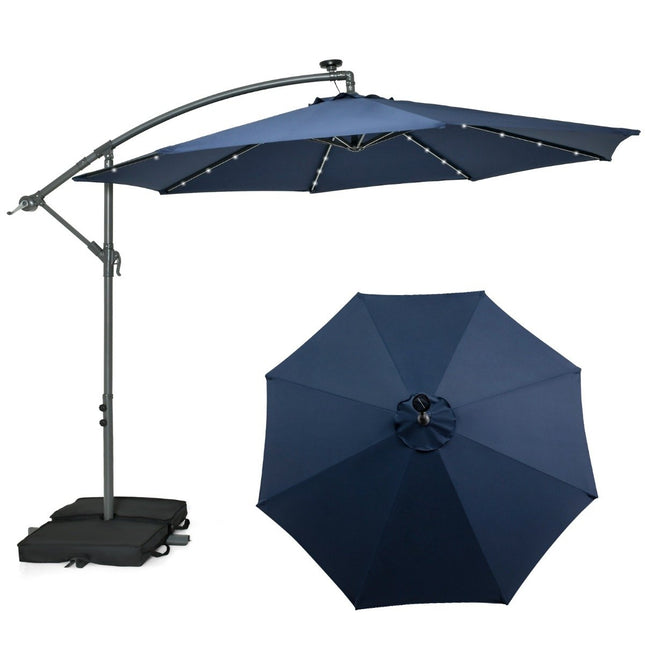 Boční slunečník 300 cm, solární LED, UV ochrana
