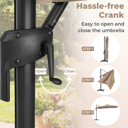 Offset Patio Umbrella, 300 x 390 cm, Beige, Crank Lift