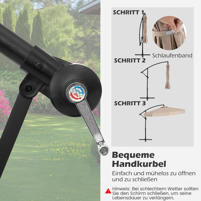 Offset Patio Umbrella 305 cm with Cover and Crank