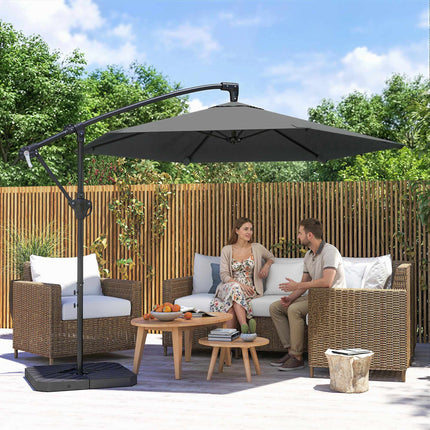 Boční slunečník, 3 m, tmavě šedá, ochrana UPF 30+