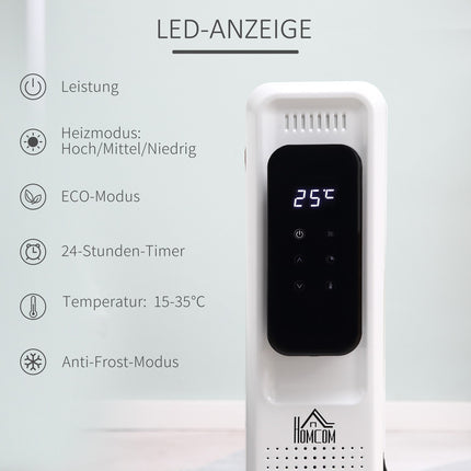 Přenosný elektrický olejový radiátor, 11 žeber, 3 stupně ohřevu