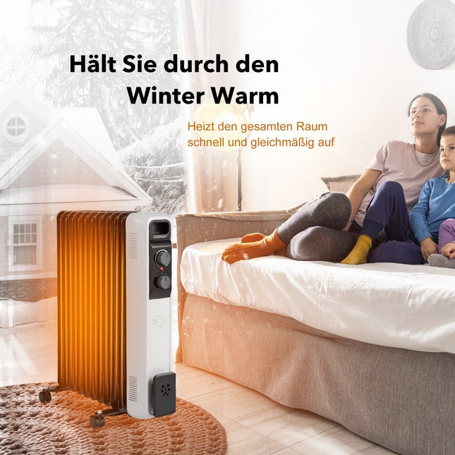 Ölradiator Elektroheizung mit 3 Heizstufen 49 x 24 x 62 cm schwarz
