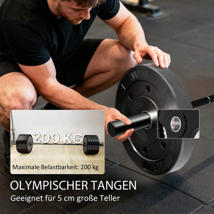 Olympijská osa, 180 cm ocel, nosnost 200 kg, černá