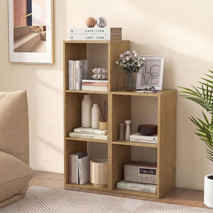 Open Back 2-Tier Bookshelf with Anti-Toppling Kit, Natural, 35 x 33 x 69 cm