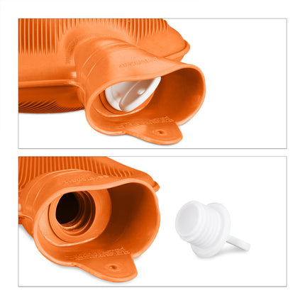Orange Wärmflasche 2L – Auslaufsicher, Schmerzlinderung