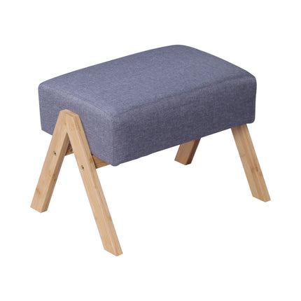 Ottoman Footstool with Fabric Top & Bamboo Legs