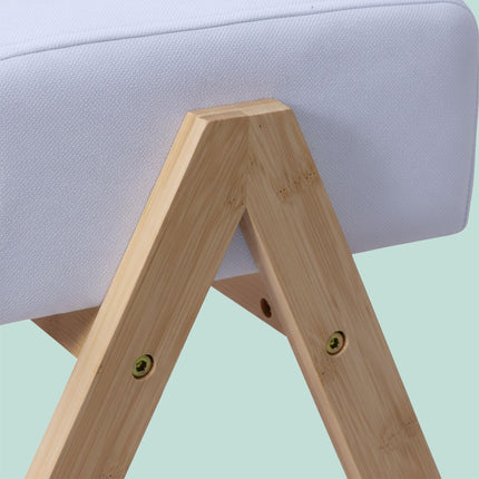 Taburet podnožka s textilním potahem a bambusovými nohami