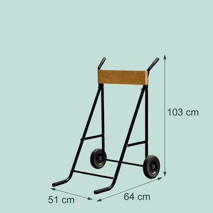 Stojan na přívěsný motor, ocel a dřevo, nosnost 100 kg