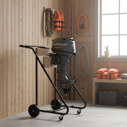 Stojan na přívěsný motor, ocel a dřevo, nosnost 150 kg