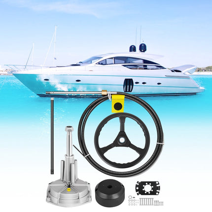 Outboard Rotary Steering Kit, 14 ft Cable, 13.5 in Wheel