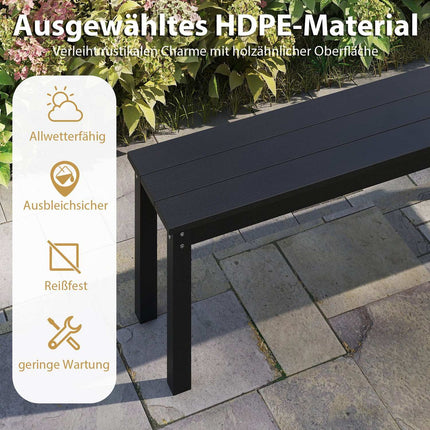 Venkovní 3místná lavice, odolné HDPE, 140 cm
