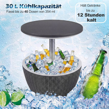Venkovní chladicí bar 3v1, chladicí box 30L a stůl, šedý