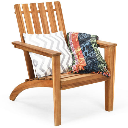 Venkovní dřevěné křeslo Adirondack, klasické křeslo Adirondack s ergonomickým designem, 69 x 73 x 85 cm, přírodní