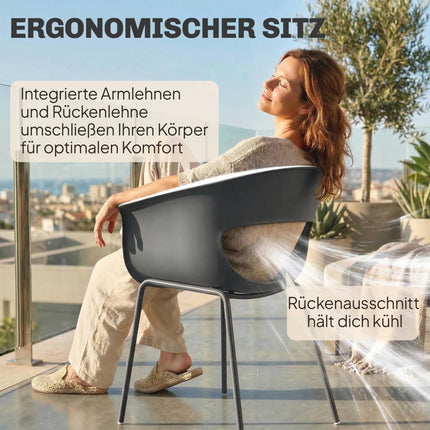 Venkovní balkonové židle, sada 4 ks, ergonomické, tmavě šedé