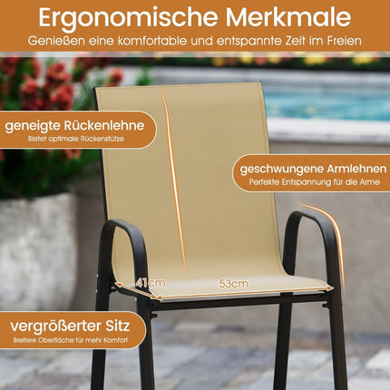 Outdoor Bar Stools Set, High Back & Armrests, 150kg Capacity